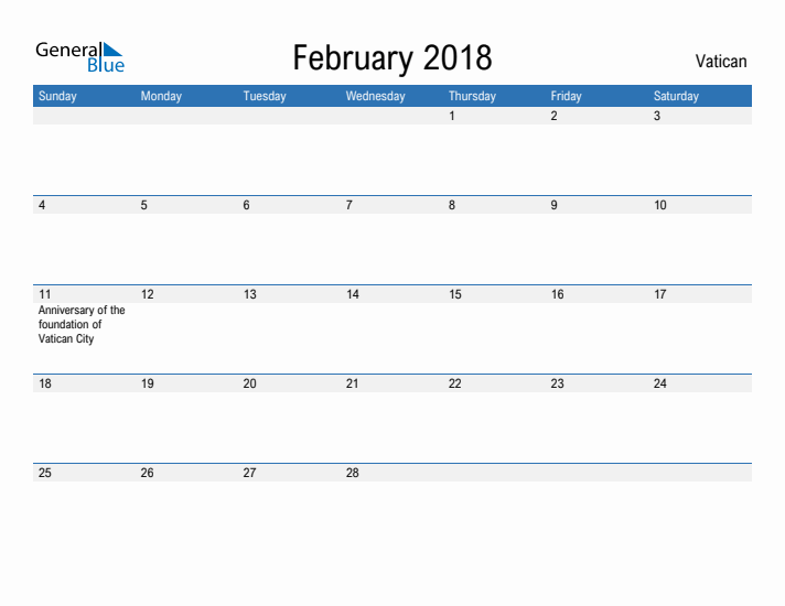 Fillable February 2018 Calendar