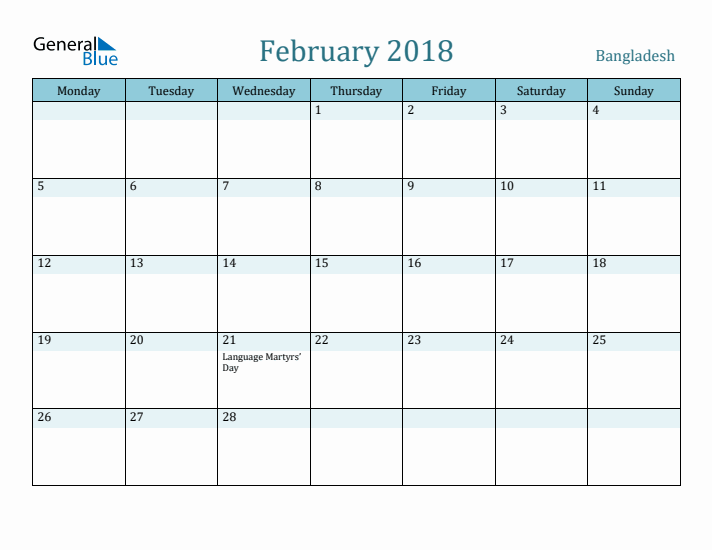 February 2018 Calendar with Holidays