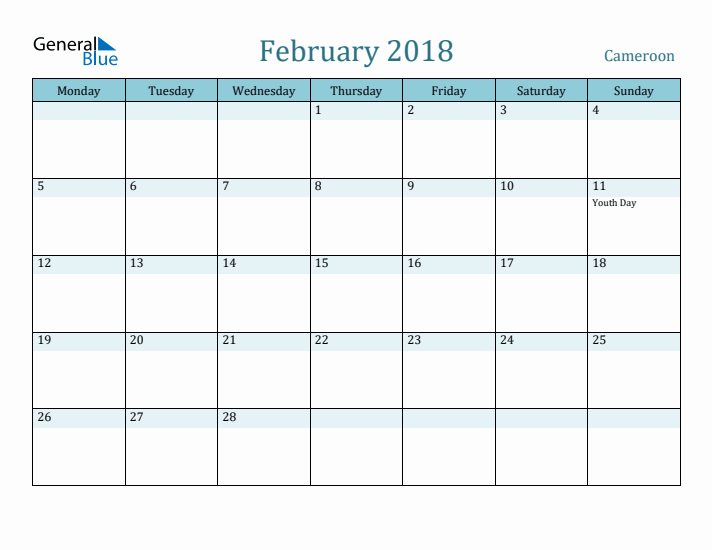 February 2018 Calendar with Holidays