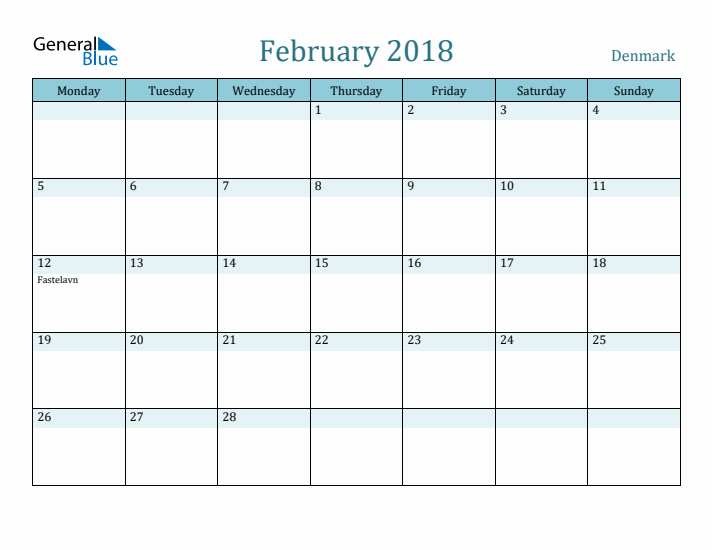 February 2018 Calendar with Holidays