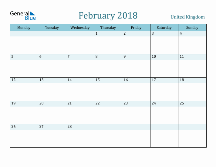 February 2018 Calendar with Holidays