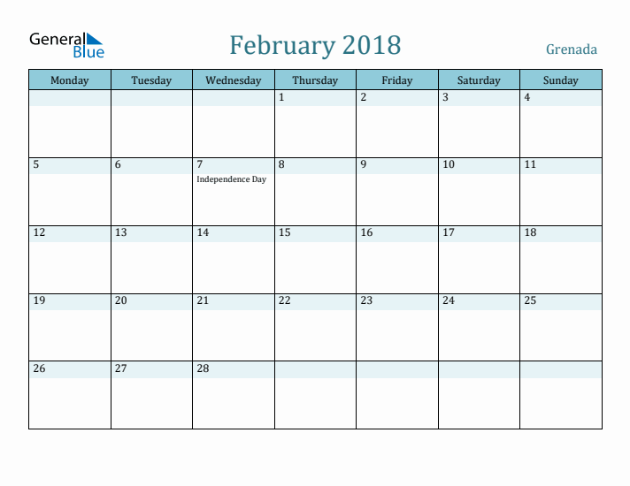 February 2018 Calendar with Holidays