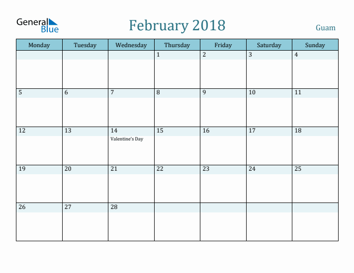 February 2018 Calendar with Holidays