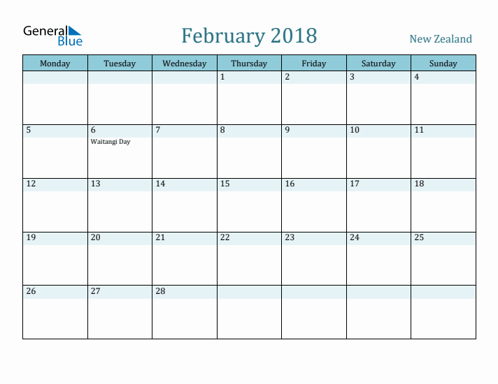 February 2018 Calendar with Holidays