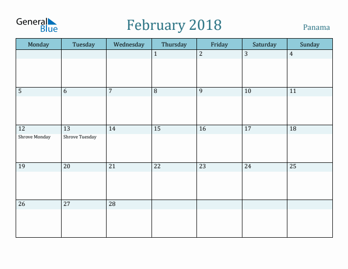 February 2018 Calendar with Holidays