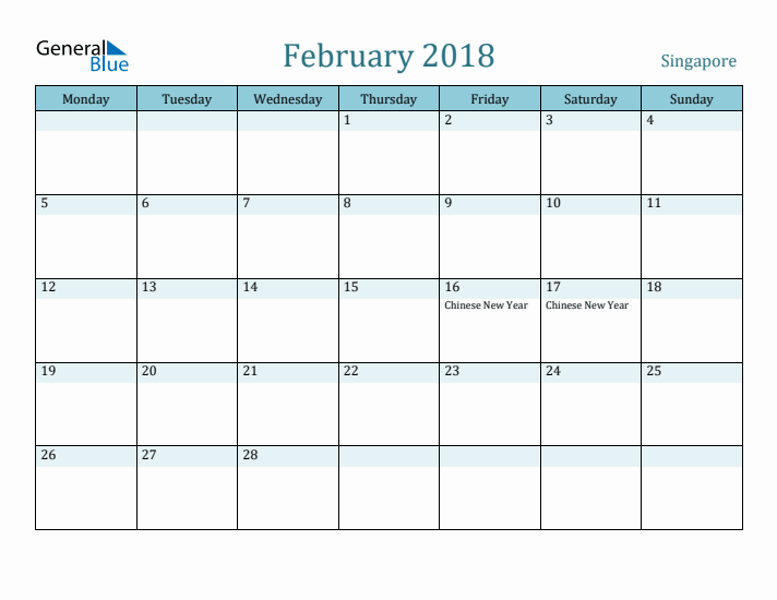 February 2018 Calendar with Holidays