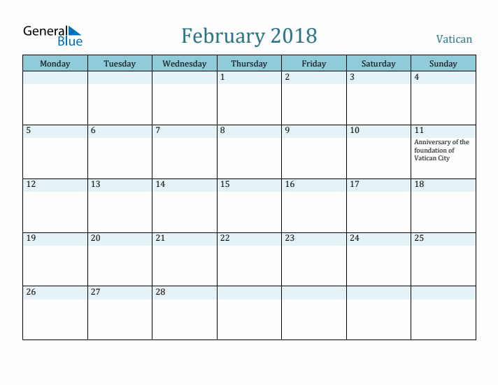 February 2018 Calendar with Holidays