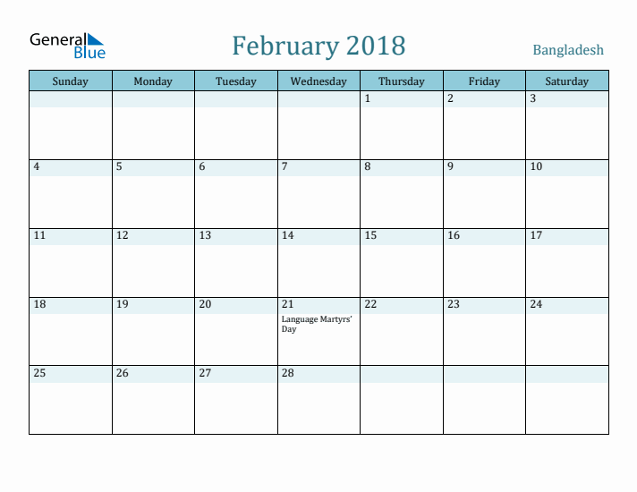 February 2018 Calendar with Holidays