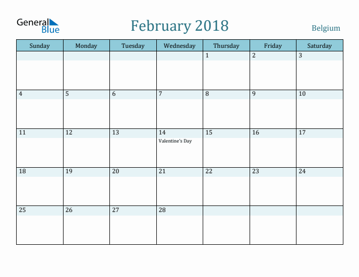 February 2018 Calendar with Holidays