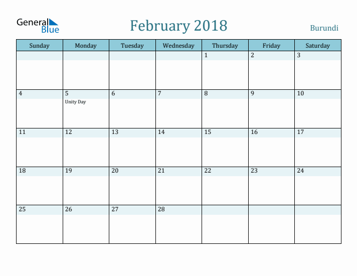 February 2018 Calendar with Holidays