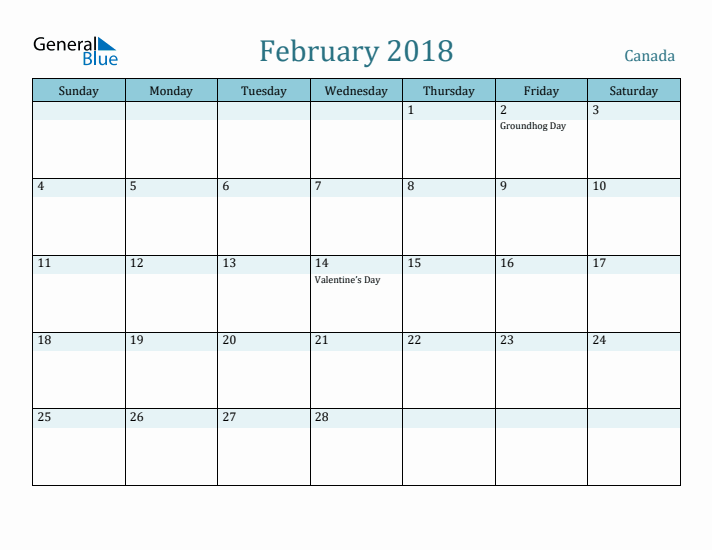 February 2018 Calendar with Holidays