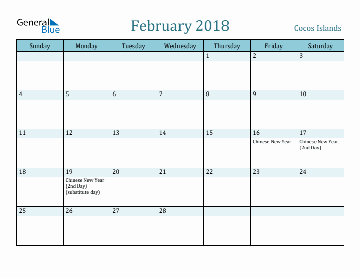 February 2018 Calendar with Holidays