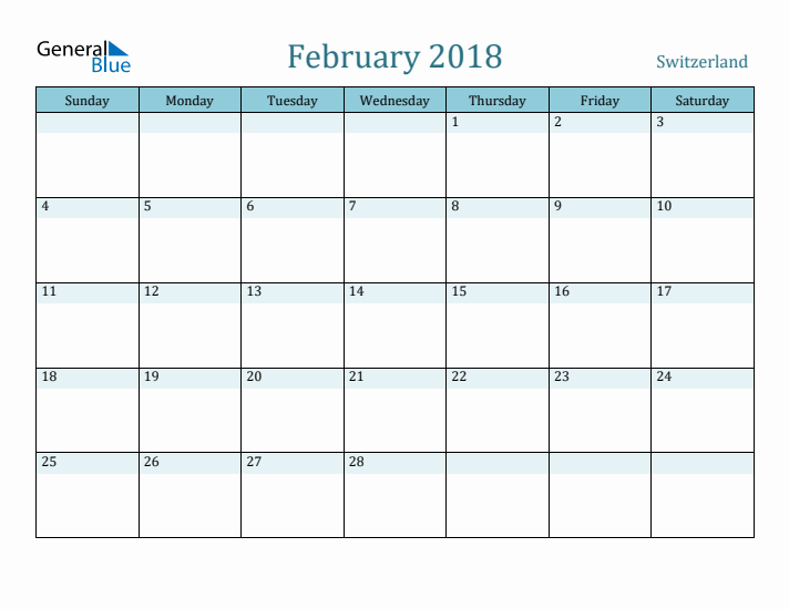 February 2018 Calendar with Holidays