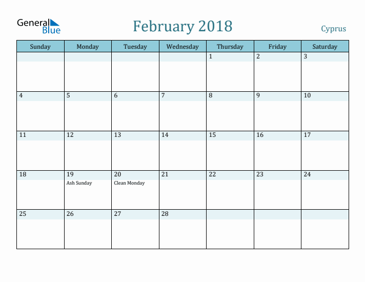 February 2018 Calendar with Holidays