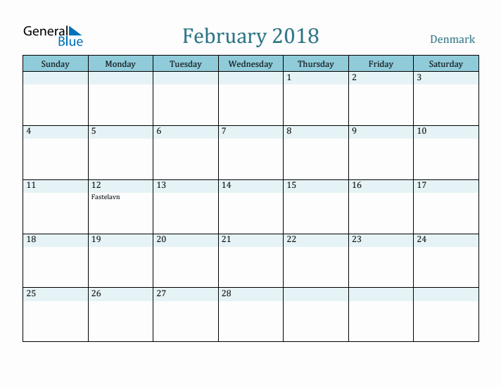 February 2018 Calendar with Holidays