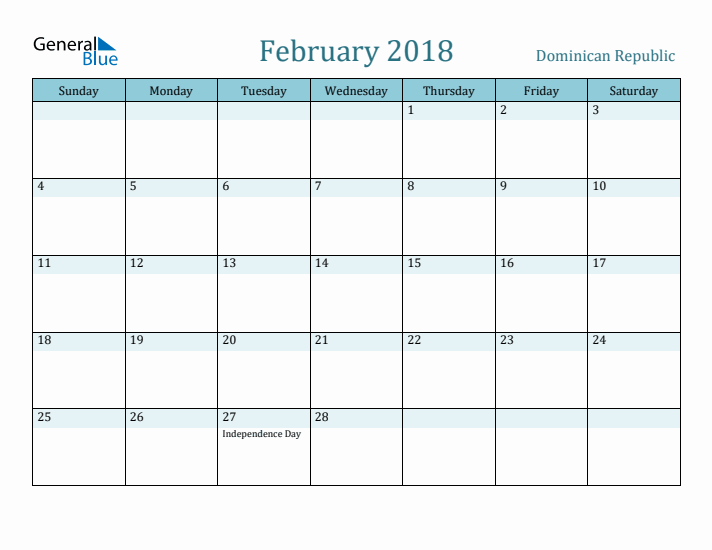 February 2018 Calendar with Holidays