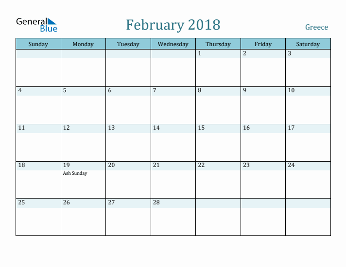 February 2018 Calendar with Holidays