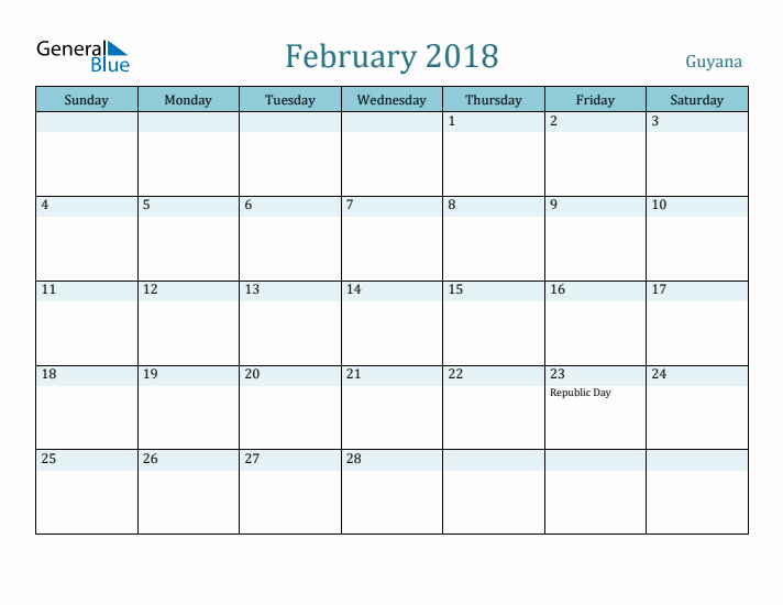 February 2018 Calendar with Holidays