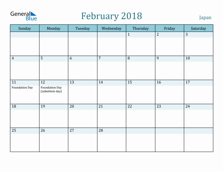 February 2018 Calendar with Holidays