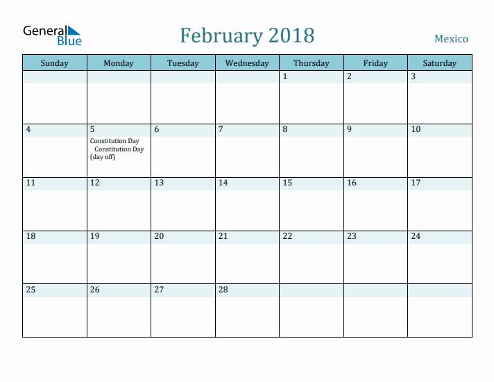 February 2018 Calendar with Holidays