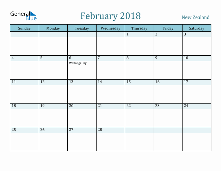 February 2018 Calendar with Holidays