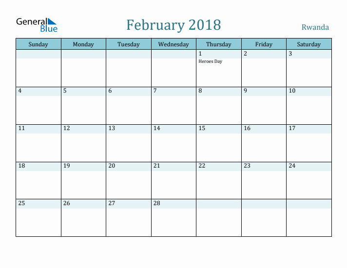 February 2018 Calendar with Holidays