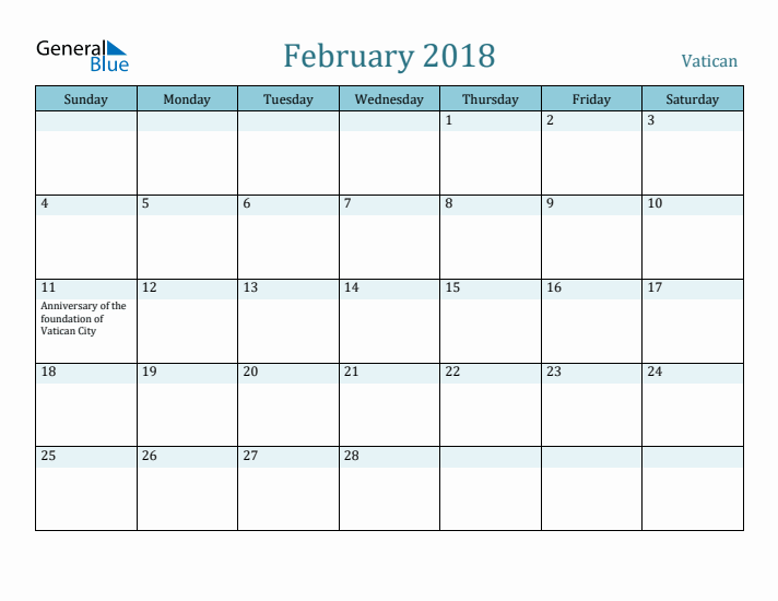 February 2018 Calendar with Holidays