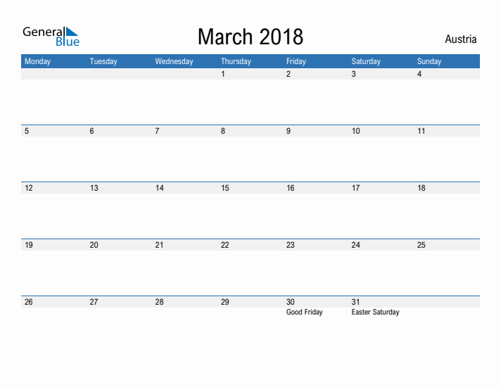 Fillable March 2018 Calendar