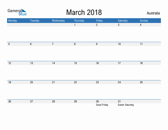 Fillable March 2018 Calendar