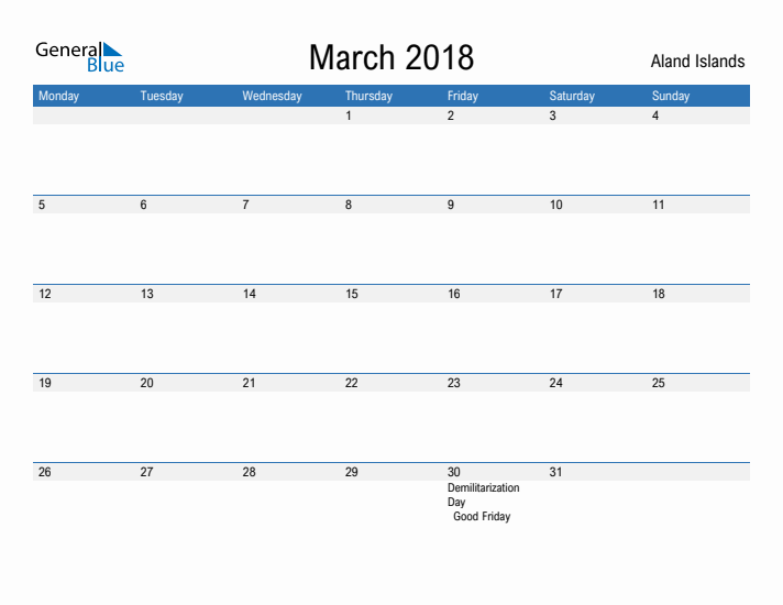 Fillable March 2018 Calendar