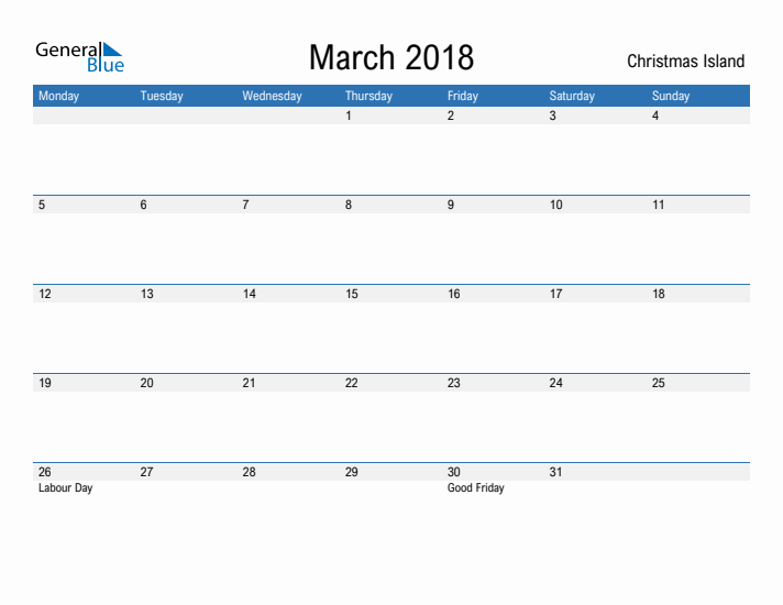 Fillable March 2018 Calendar