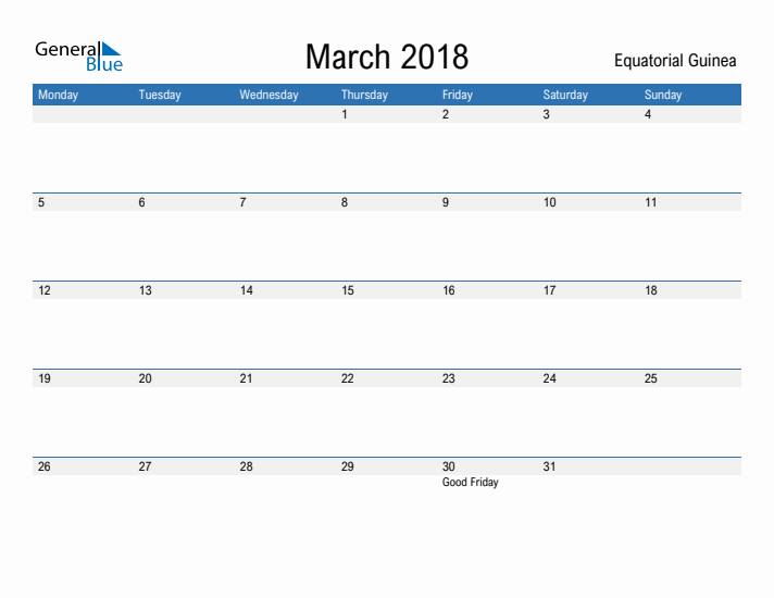 Fillable March 2018 Calendar