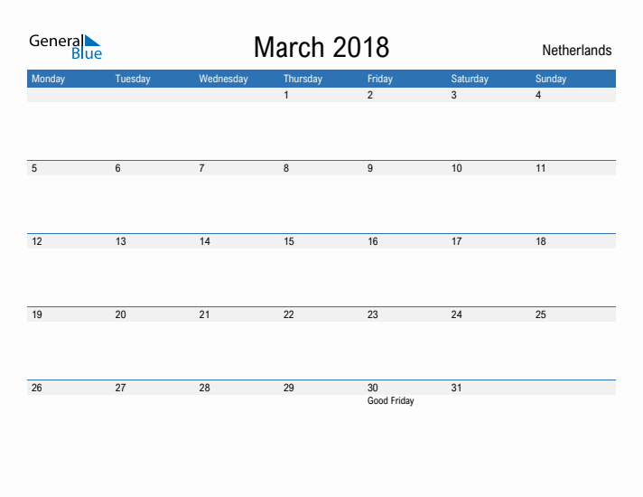 Fillable March 2018 Calendar