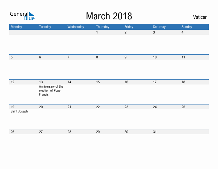 Fillable March 2018 Calendar