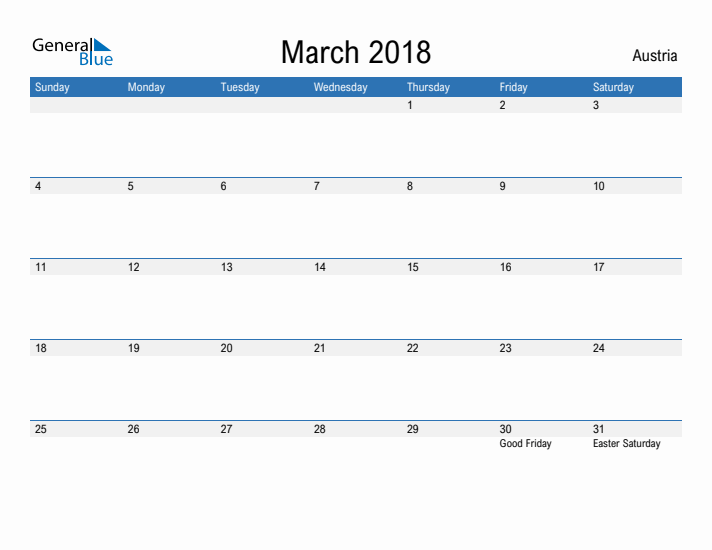 Fillable March 2018 Calendar