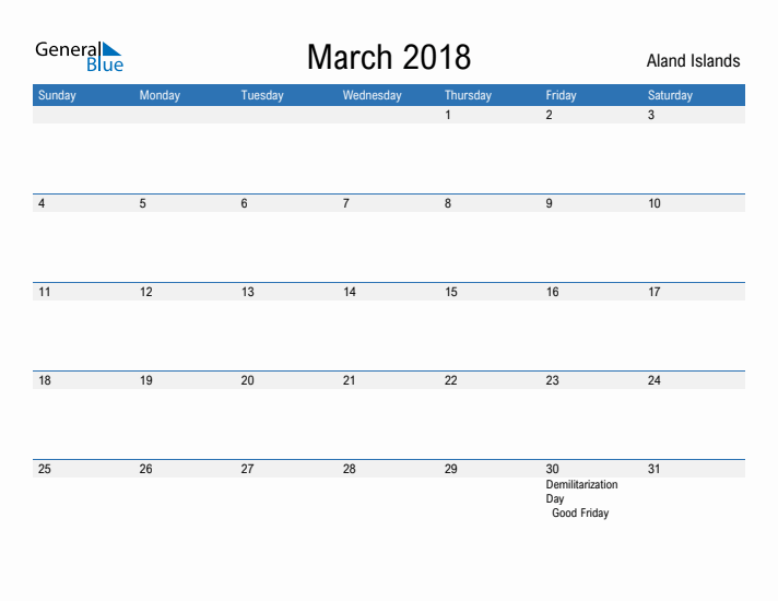 Fillable March 2018 Calendar