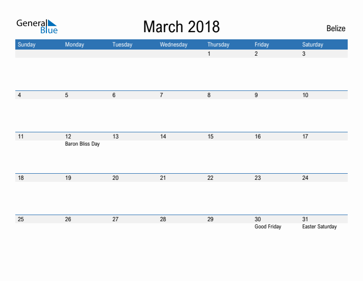 Fillable March 2018 Calendar