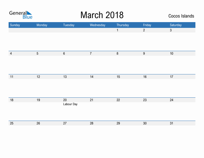 Fillable March 2018 Calendar