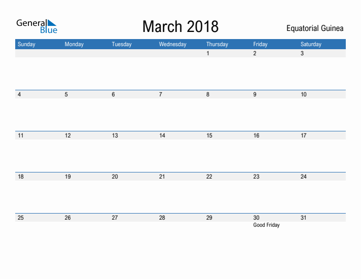 Fillable March 2018 Calendar