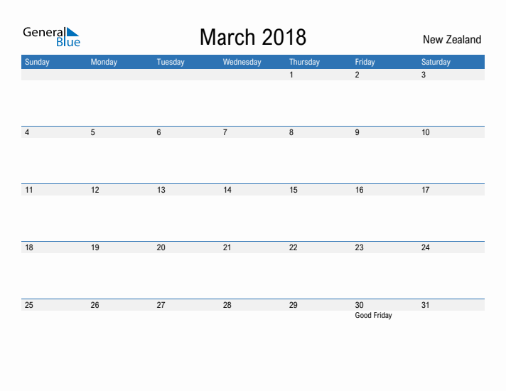 Fillable March 2018 Calendar