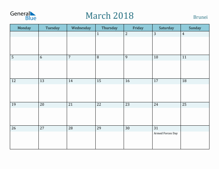 March 2018 Calendar with Holidays