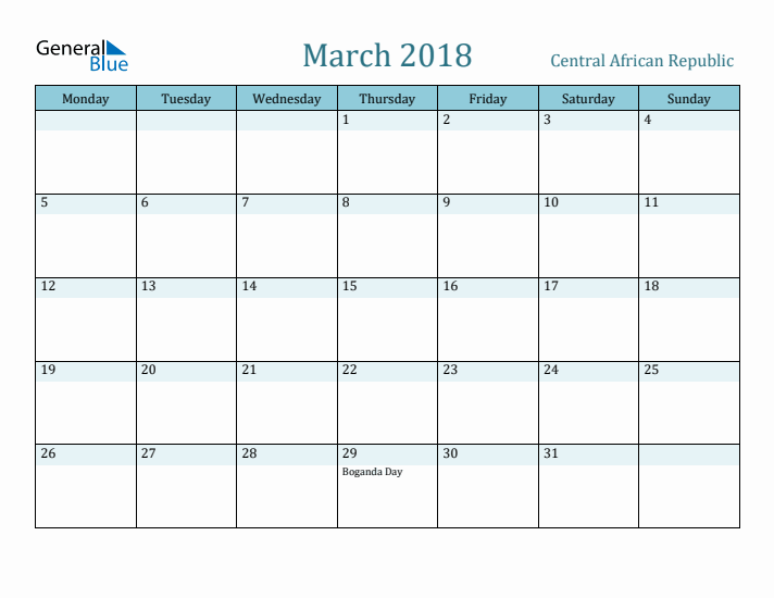 March 2018 Calendar with Holidays