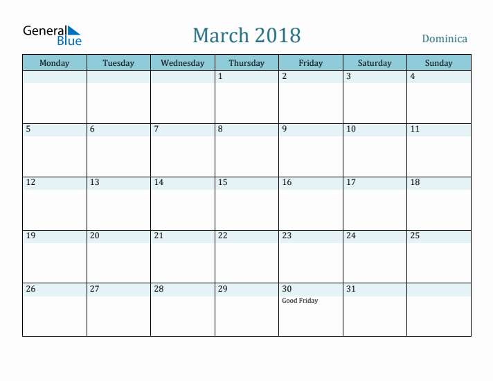 March 2018 Calendar with Holidays