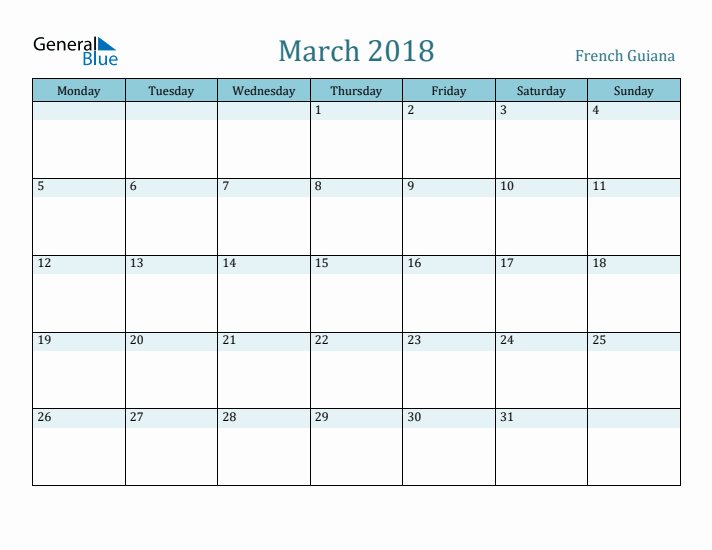 March 2018 Calendar with Holidays