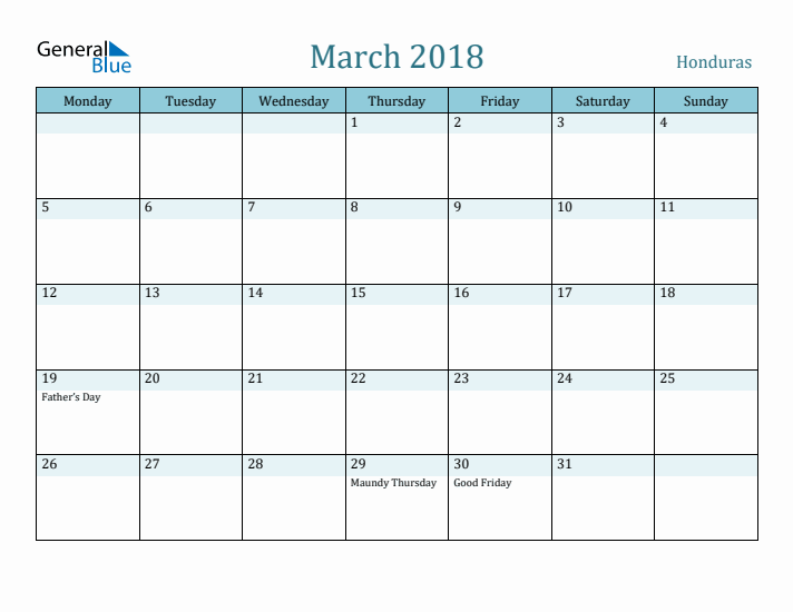 March 2018 Calendar with Holidays