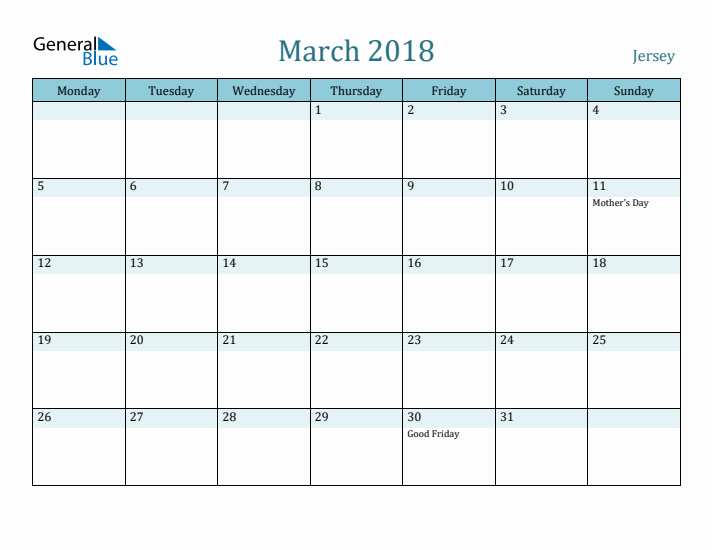 March 2018 Calendar with Holidays