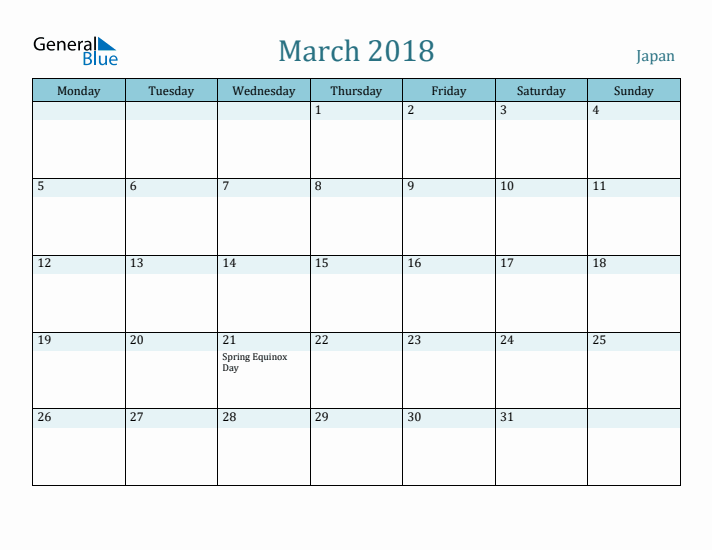 March 2018 Calendar with Holidays