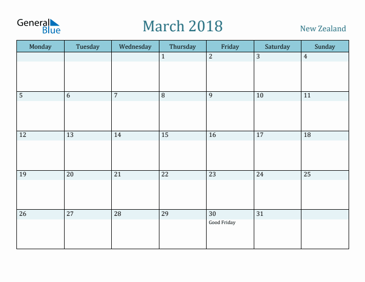 March 2018 Calendar with Holidays