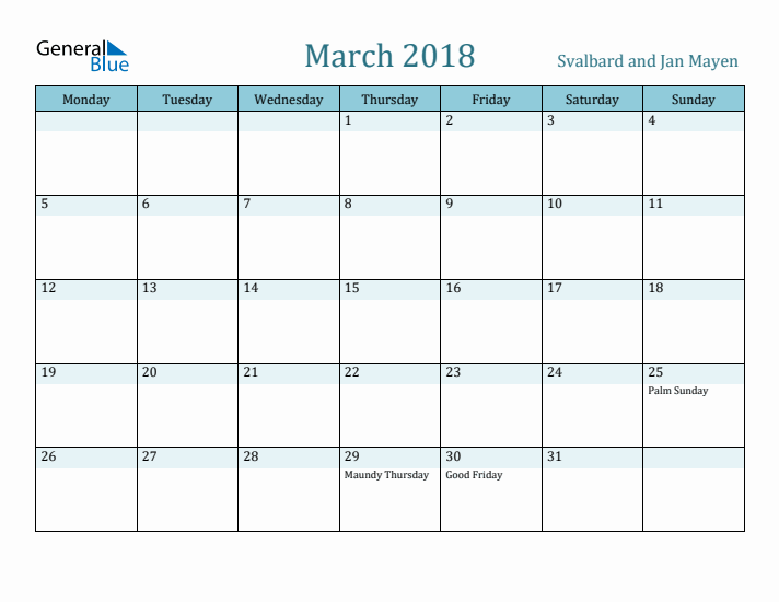 March 2018 Calendar with Holidays