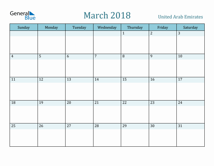 March 2018 Calendar with Holidays